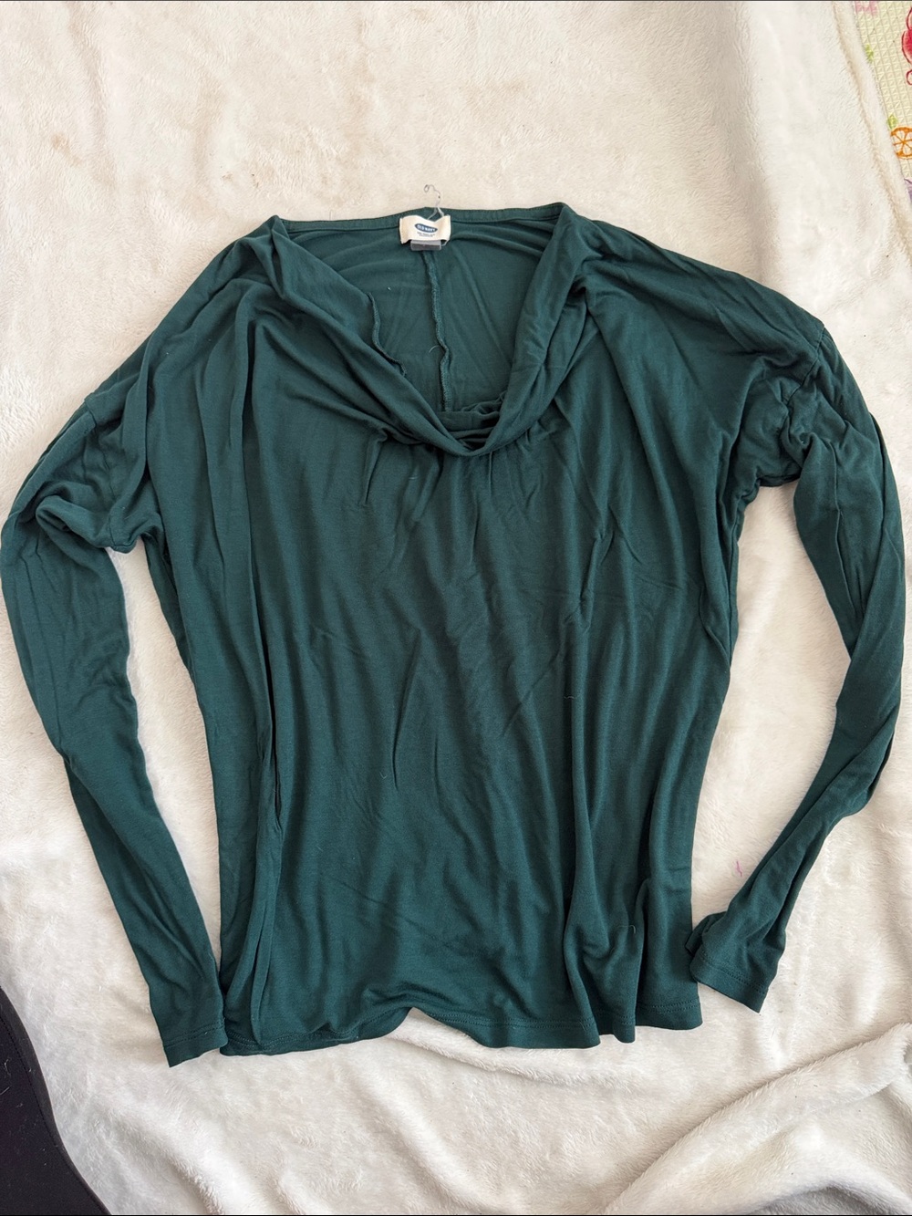 Old Navy Dark Teal Draped Cowl Neck Long Sleeve Top